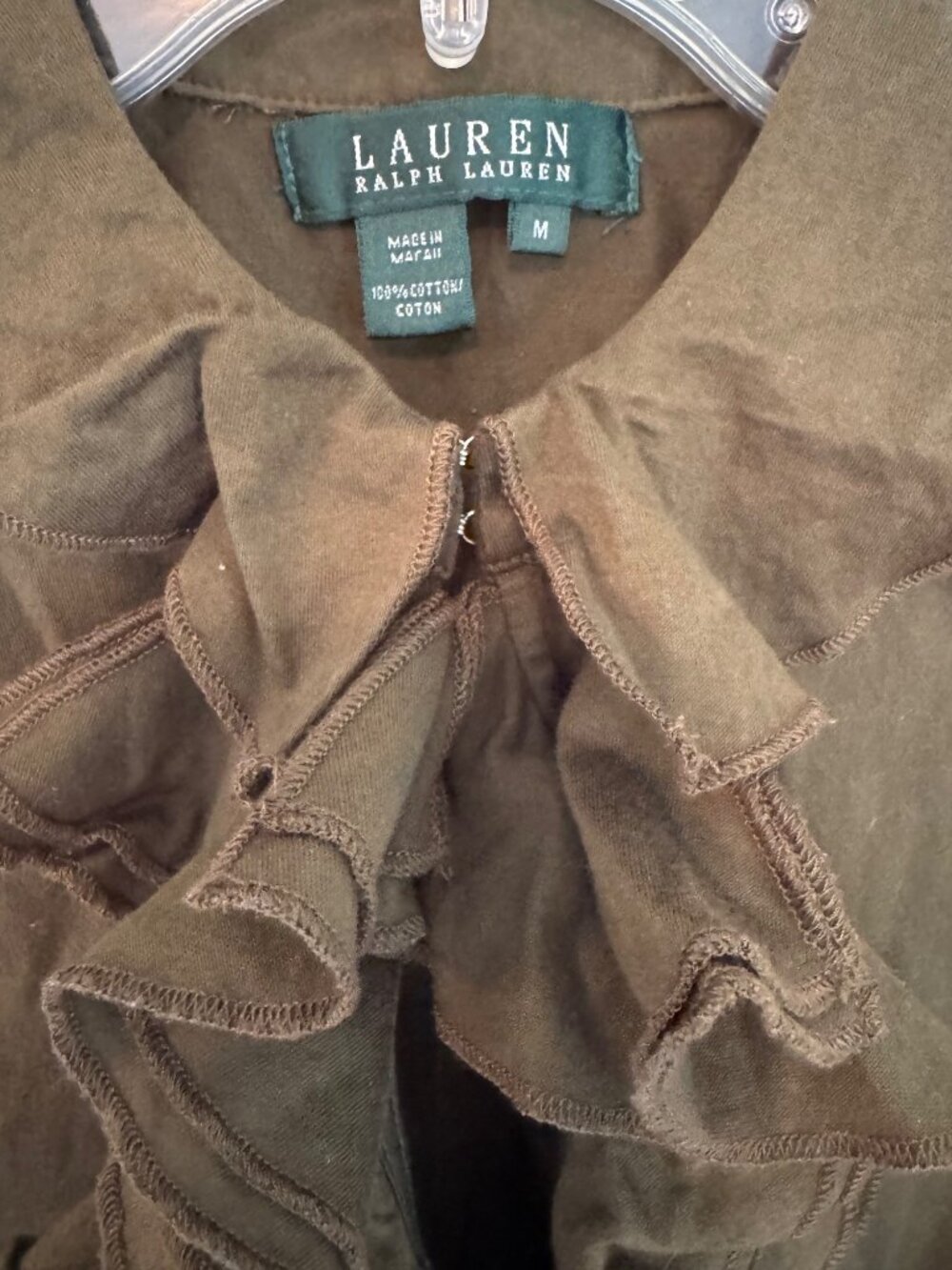Lauren Ralph Lauren Green Ruffled Sleeveless Blouse Size Medium - Picture 2 of 9